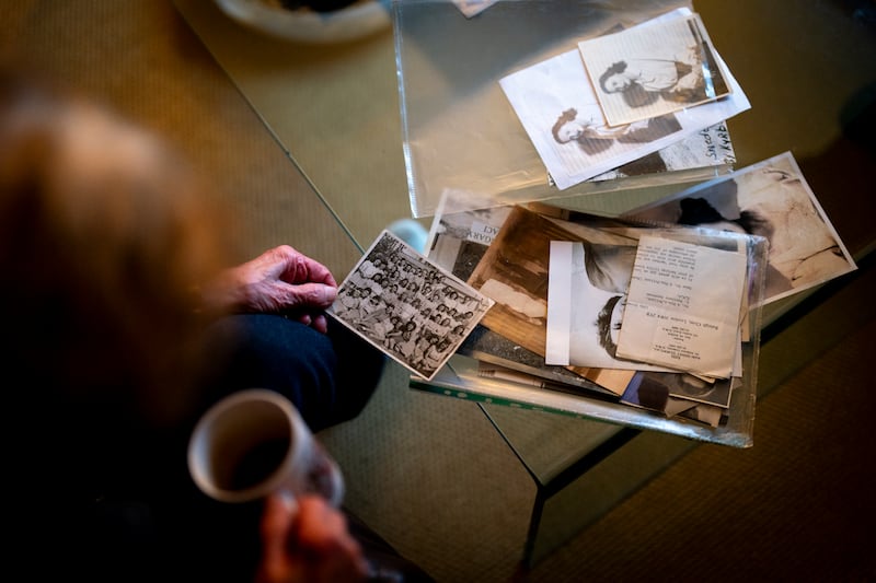 Holocaust survivor Susan Pollack with old photographs and documents in her north London home during an interview with the PA news agency ahead of Holocaust Memorial Day. Picture date: Wednesday January 15, 2025. PA Photo. See PA story MEMORIAL Holocaust Pollack. Photo credit should read: Jordan Pettitt/PA Wire