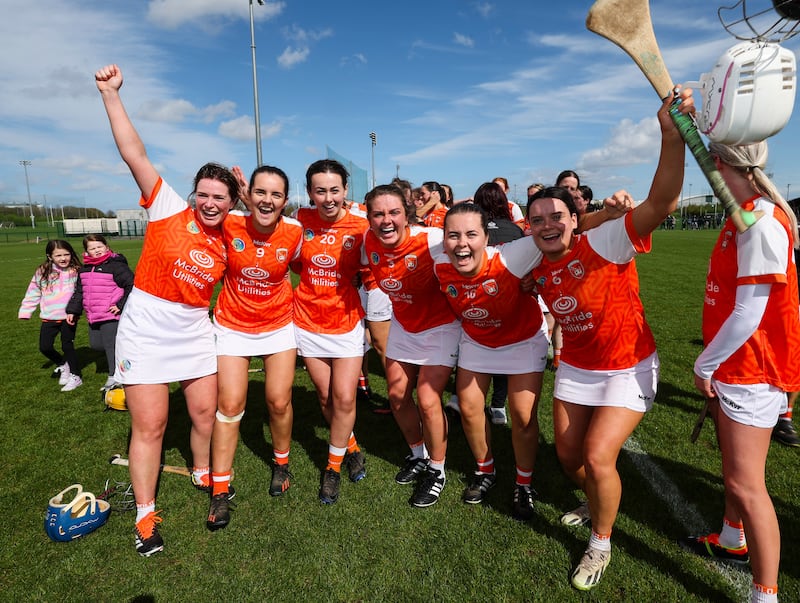 Very Camogie League Division 3A Final, Abbotstown, Dublin 13/4/2024
Laois vs Armagh
Armagh players celebrate after the game
Mandatory Credit ©INPHO/Lorraine O’Sullivan