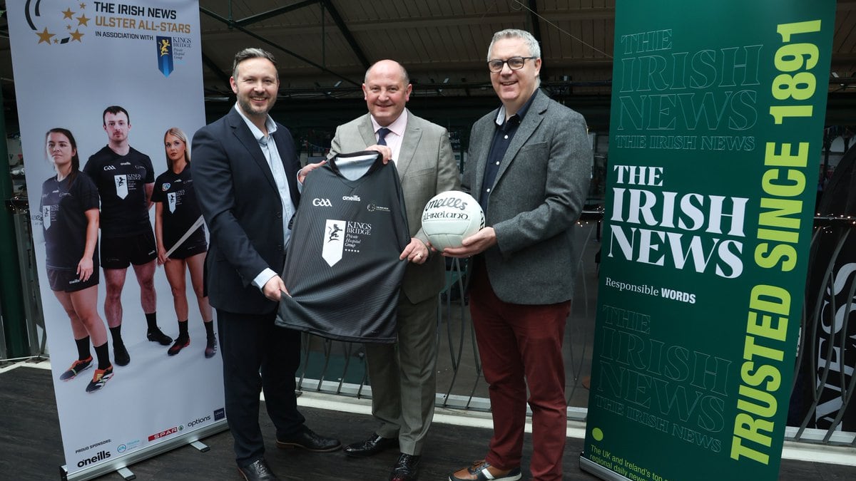 At the launch of the 2024 Irish News All-Stars at Stock Kitchen in Belfast are, from, Chris Sherrard (Irish News Editor-in-Chief), Mark Reagan (CEO, Kingsbridge Private Hospital Group) and Paul McConville (Irish News Sports Editor)
Picture: Colm Lenaghan