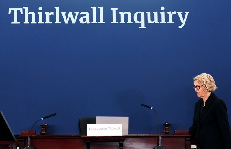 Chairwoman of the inquiry Lady Justice Thirlwall at Liverpool Town Hall