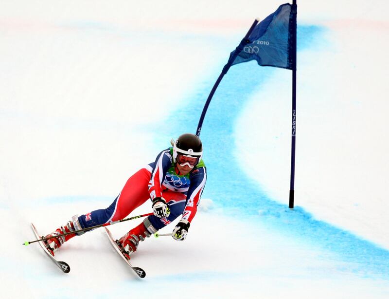 Here comes the slide British slalom star Chemmy Alcott weds - complete  with a pair of skis