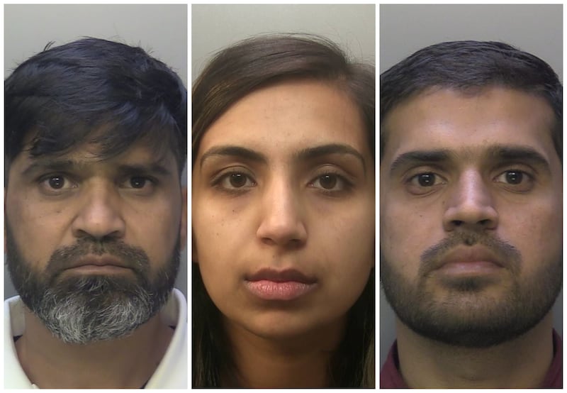 Police mugshots of Sara Sharif's father Urfan Sharif, 42, and stepmother Beinash Batool, 30, and the child's uncle Faisal Malik