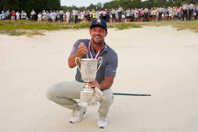 Bryson DeChambeau saved par from a bunker on the 72nd hole to win the US Open (Matt York/AP)