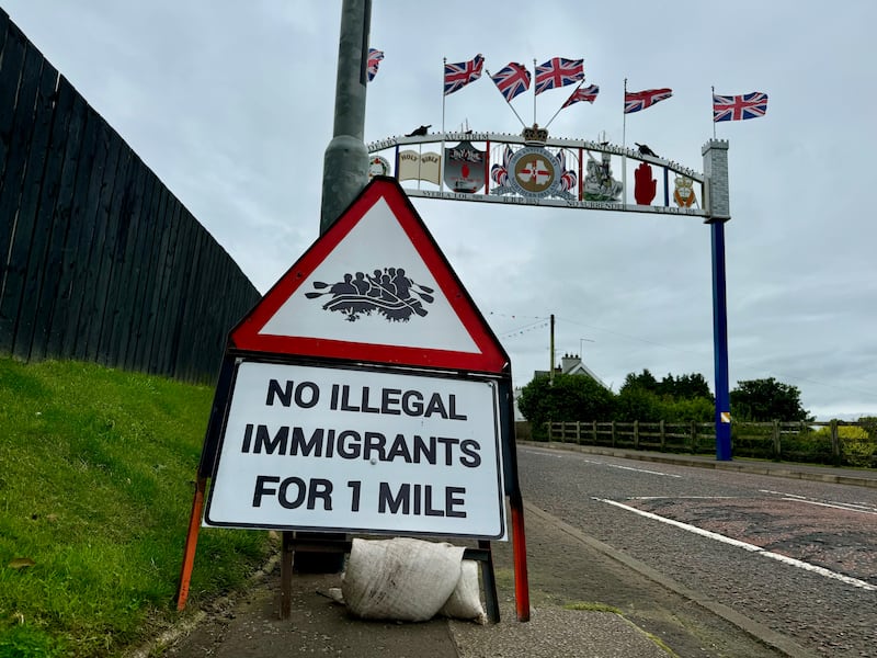 An anti immigrant sign in Moygashel, Co Tyrone No Byline