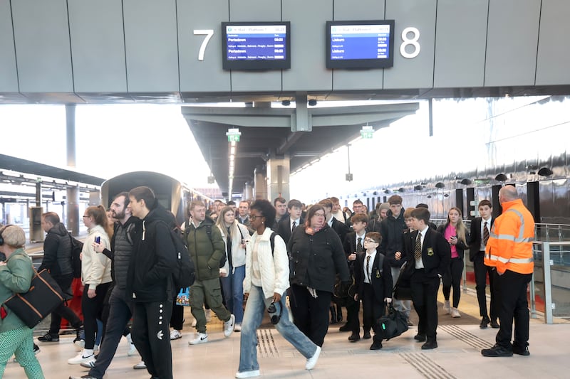 Train passengers arrive and depart from Grand Central Station in Belfast. PICTURE: MAL MCCANN