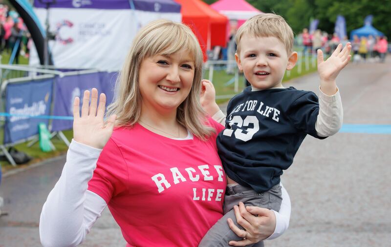Andrea Lambrou at a recent race for life with son Leo