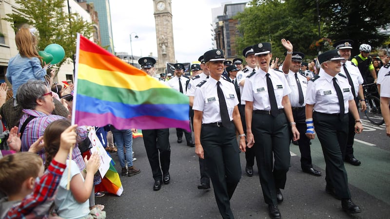 Members of the PSNI and Garda have taken part in the Pride parade in Belfast in previous years (Peter Morrison/PA)