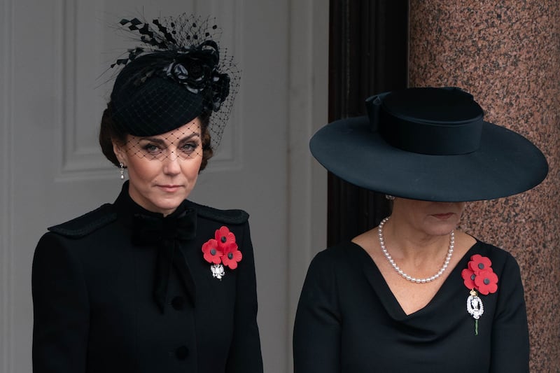 Kate and the Duchess of Edinburgh during the Remembrance Sunday service at the Cenotaph at the weekend