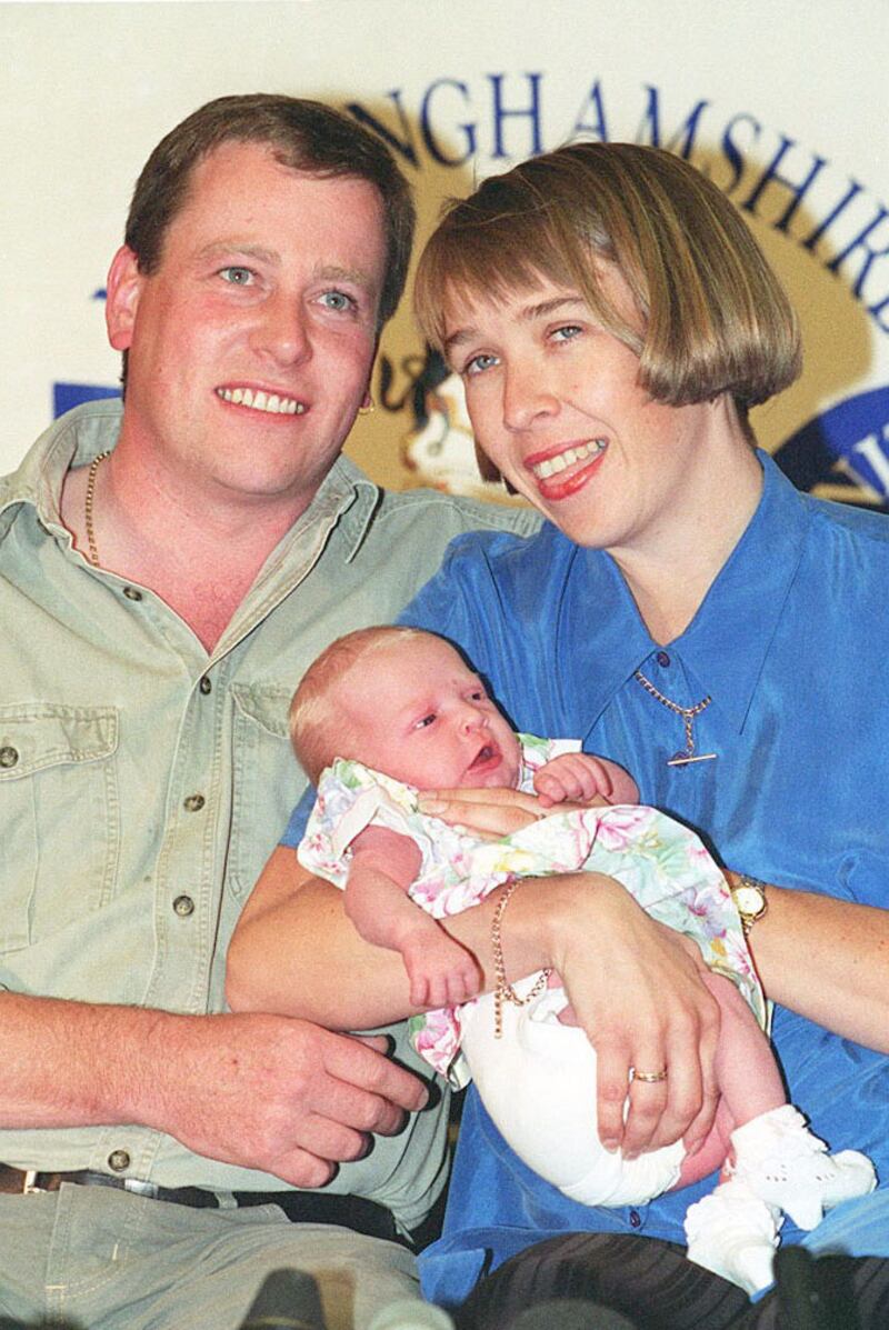 Baby Abbie Humphries after being reunited with her parents Karen and Roger in 1994