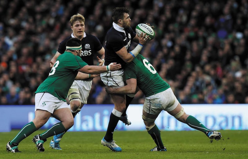 Ireland prop Marty Moore, pictured left during a 2014 clash with Scotland, is&nbsp;moving to Aviva Premiership club Wasps