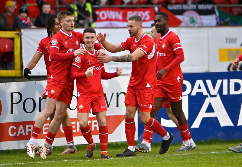 Ryan Mayse after firing Portadown in front against Cliftonville at Shamrock Park