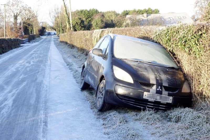 Navigating rural roads like this one in Co Antrim is proving treacherous  