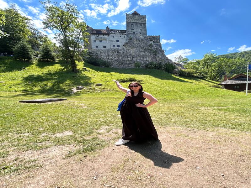 Sophie Goodall in the grounds of Bran Castle