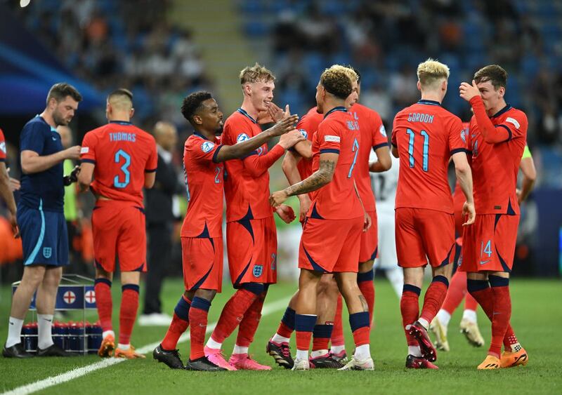 England Under-21s celebrate