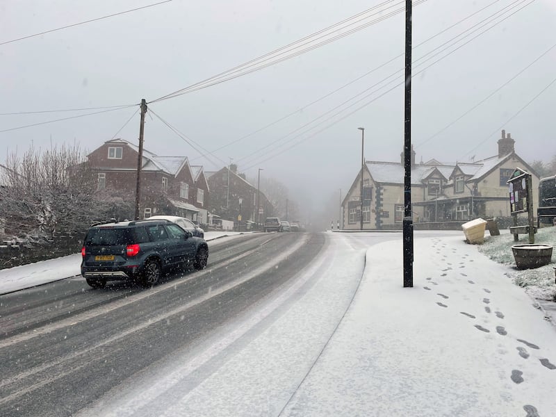 Snow in Worrall near Sheffield