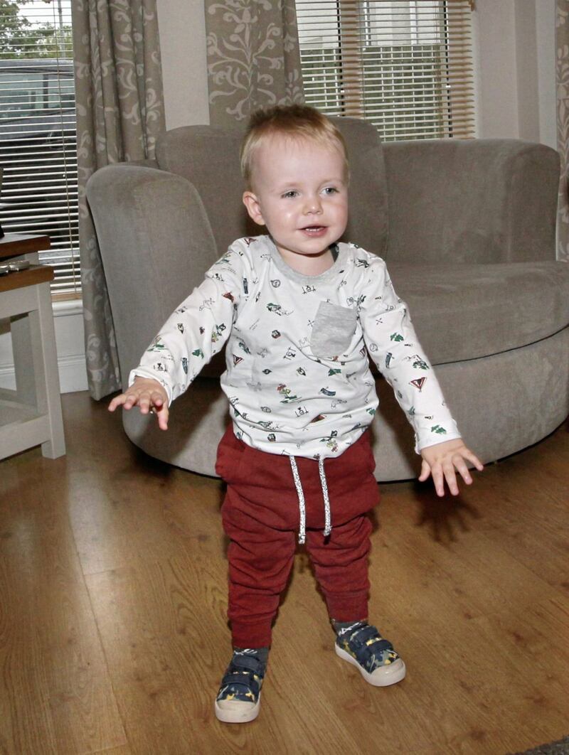 Little Liam Hinphey dancing at home in Dungiven. Picture by Margaret McLaughlin 