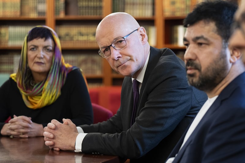 First Minister John Swinney with Imam Habib Rauf at Edinburgh Central Mosque