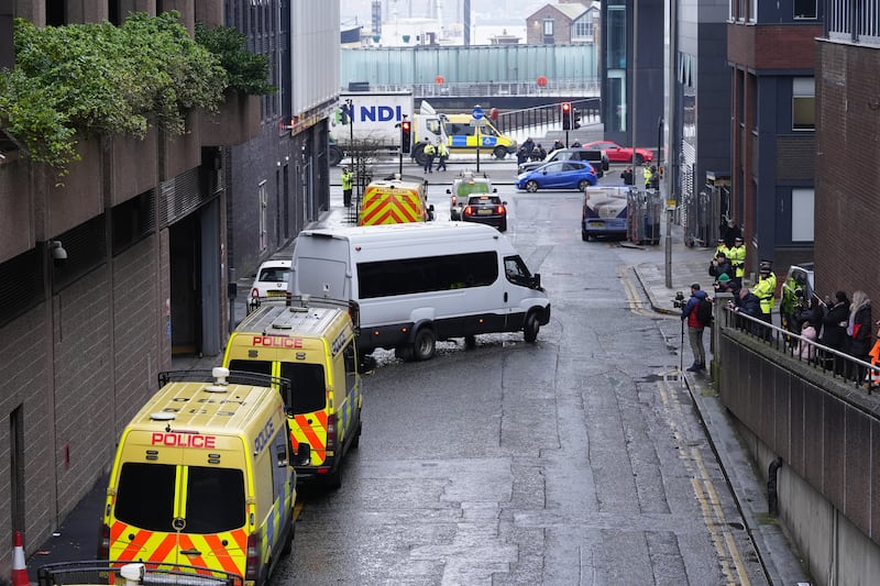 A prison van believed to contain Axel Rudakubana leaving Liverpool Crown Court