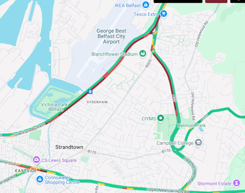 Knock on delays are being reported at the Holywood Road and A2 Belfast Road approaching Tillysburn.