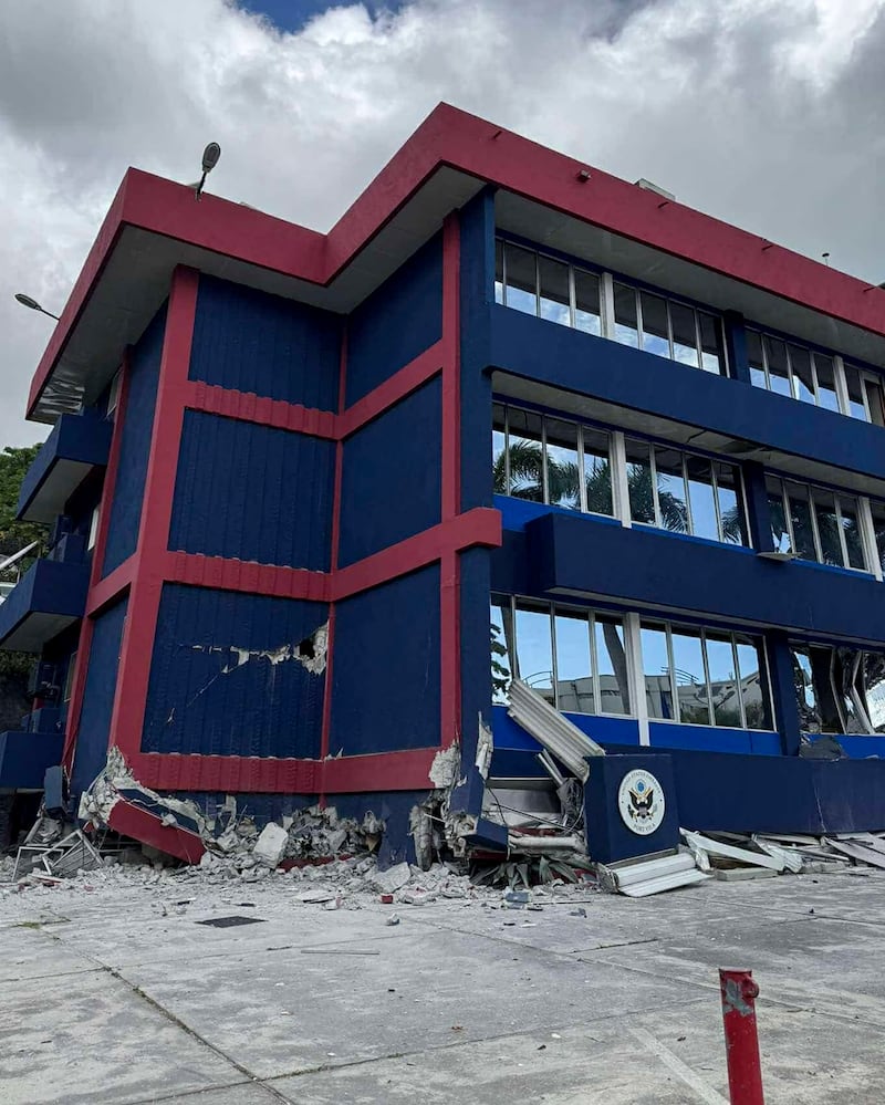 A building is seen damaged in Port Vila, Vanuatu (Tim Cutler/AP)