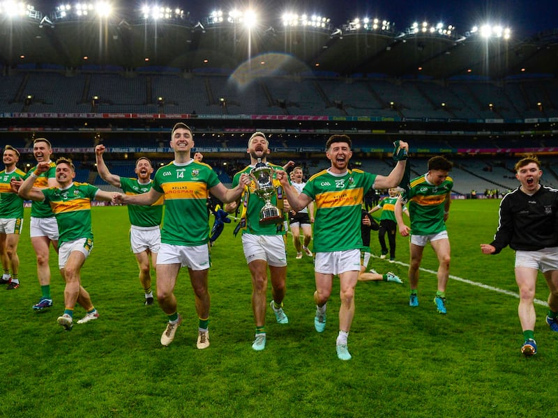 Glen celebrate the win after the AIB GAA All Ireland Snr club Football Championship final at Croke Park , Dublin 21/01/2024.  Picture Mark Marlow