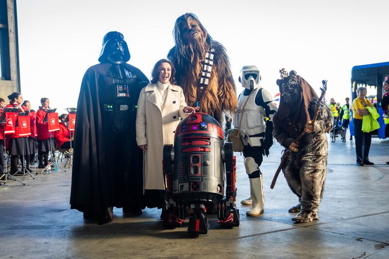 Ballas and the young patients met Star Wars characters during the hangar party