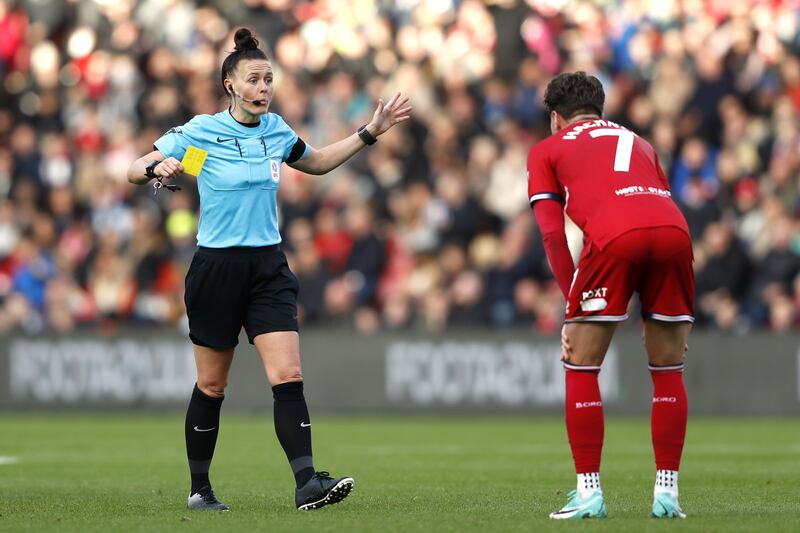 Referee Rebecca Welch (left) has already taken charge of men’s matches in the Championship and FA Cup