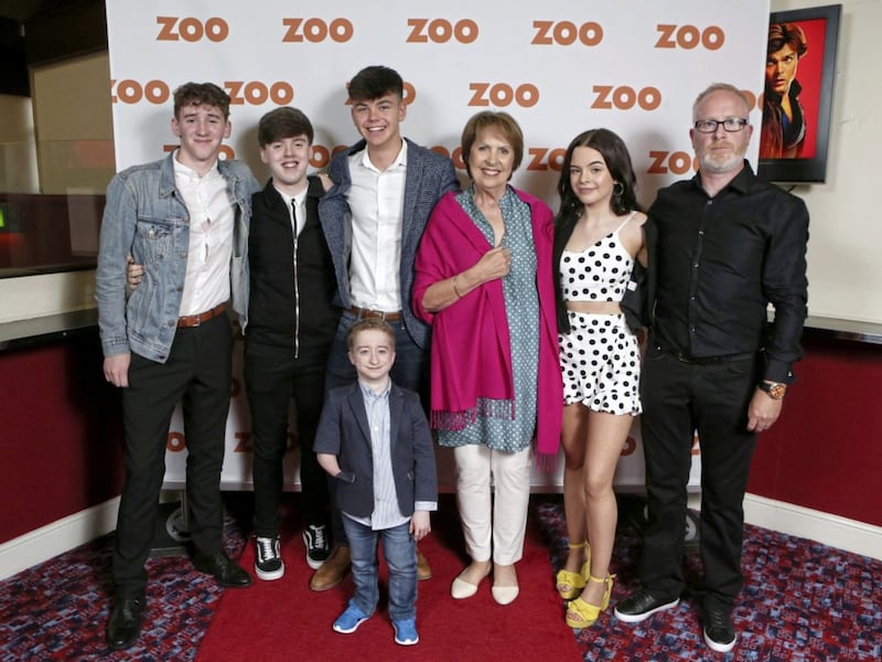 Art Parkinson, Ian O&#39;Reilly, Glenn Nee, James Stockdale, Penelope Wilton, Emily Flain and Colin McIvor at the premiere of Zoo in Belfast 