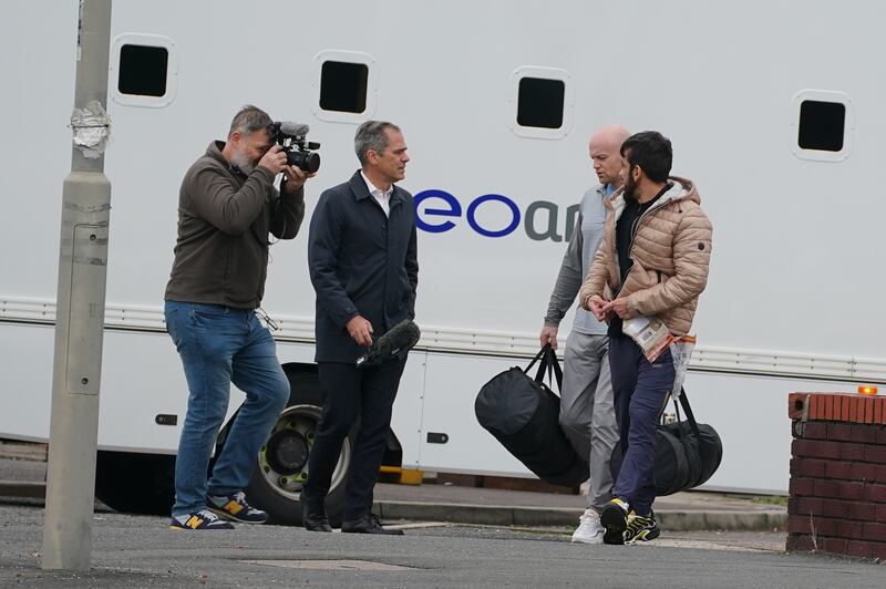 BBC reporter Daniel Sandford speaks to people outside HM Prison Liverpool