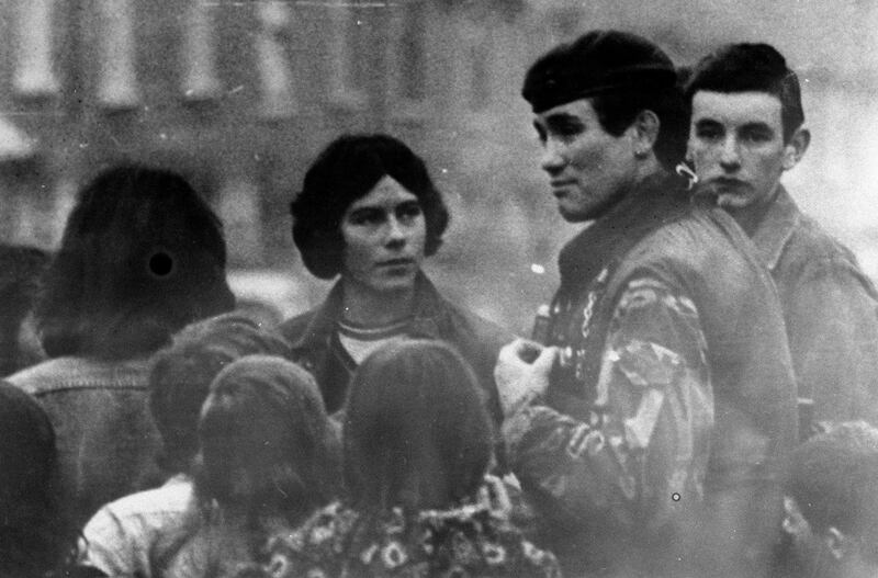 Grenadier Guards Captain Robert Nairac talking to children in the Ardoyne area of Belfast in 1972