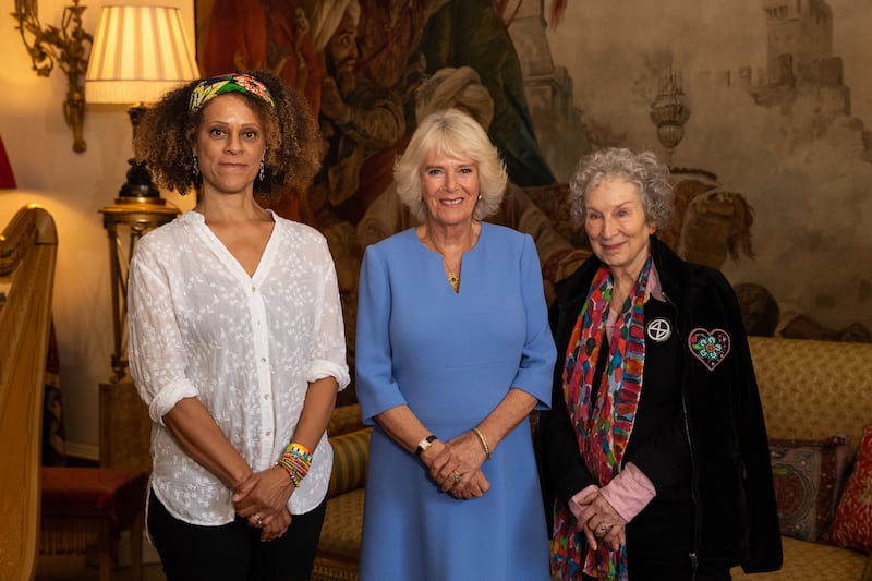 The Queen with 2019 Booker Prize winners Bernardine Evaristo (left) and Margaret Atwood (right)