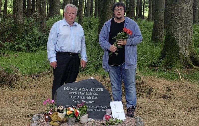 SDLP assembly member John Dallat with Viktor Liebl a nephew Inga Maria Hauser, who was murdered in April 1988. 