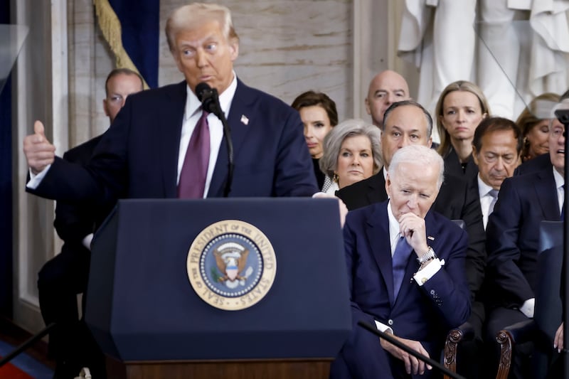 Donald Trump delivers remarks after being sworn in as the 47th President of the United States (Shawn Thew/Pool photo via AP)