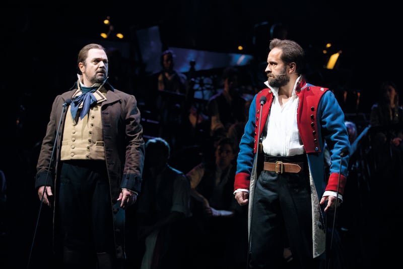 Michael Ball as Javert and Alfie Boe as Jean Valjean in Les Miserables