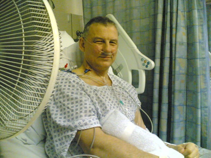 Greg Hutton having his heart valve replaced at the Royal Brompton Hospital in 2014