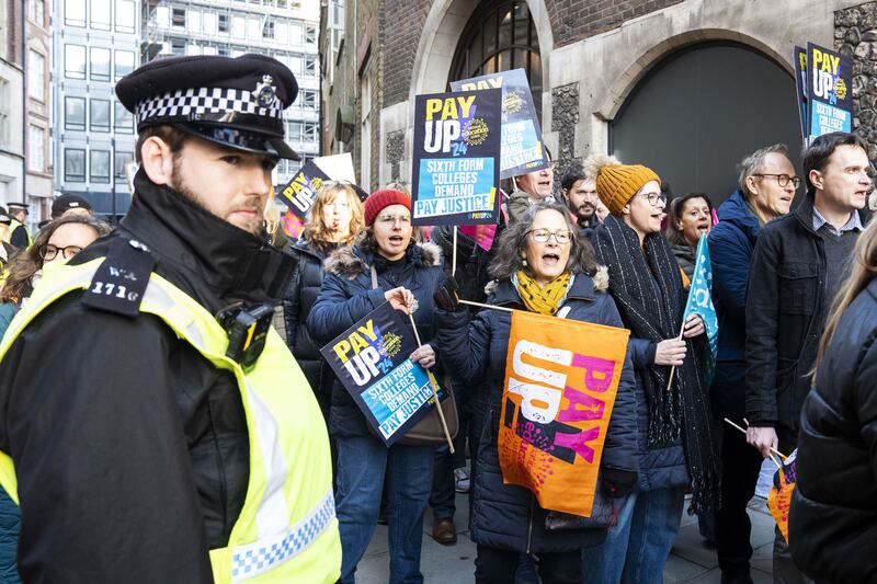 Teachers from 32 sixth form colleges joined picket lines at colleges across England