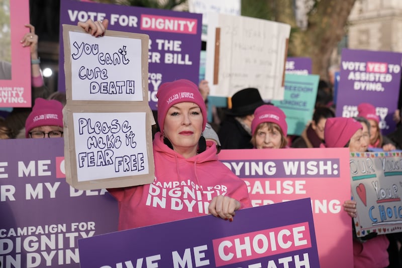 Pro-change demonstrators gathered outside Parliament on Friday