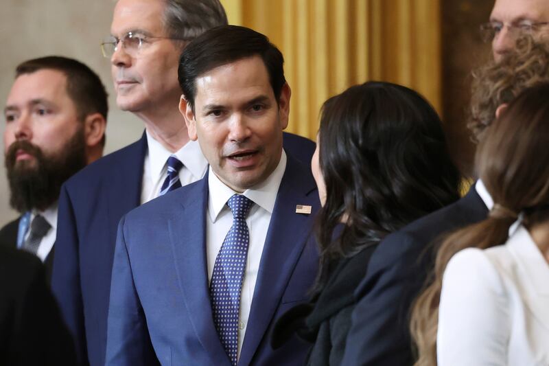 Marco Rubio attends the 60th Presidential Inauguration in the Rotunda of the US Capitol (Kevin Lamarque/Pool Photo via AP)