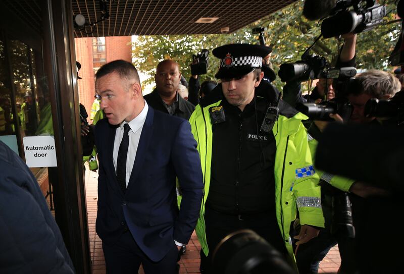 Wayne Rooney arrives at Stockport Magistrates’ Court, where he was charged with drink driving