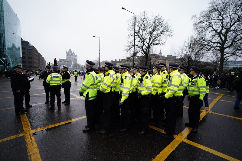 Police officers at the protest