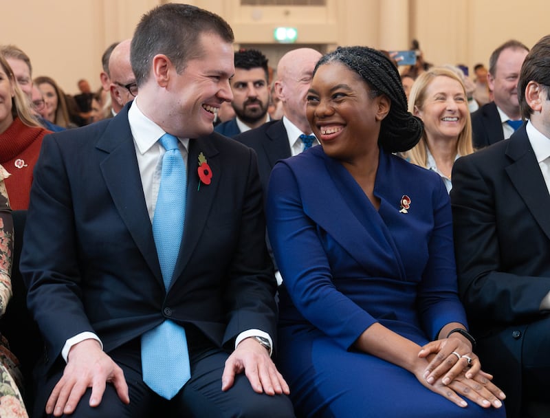 Robert Jenrick and Kemi Badenoch after the leadership result was announced