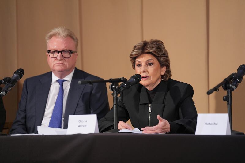 Members of the legal team, icluding US lawyer Gloria Allred, appeared at a press conference on Friday