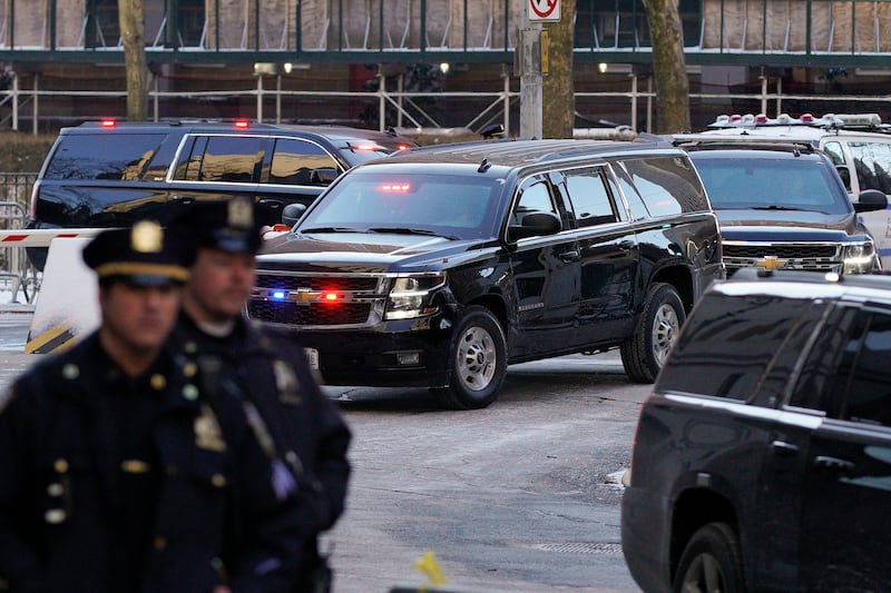 Donald Trump’s motorcade arrives at Manhattan federal court (Eduardo Munoz Alvarez/AP)