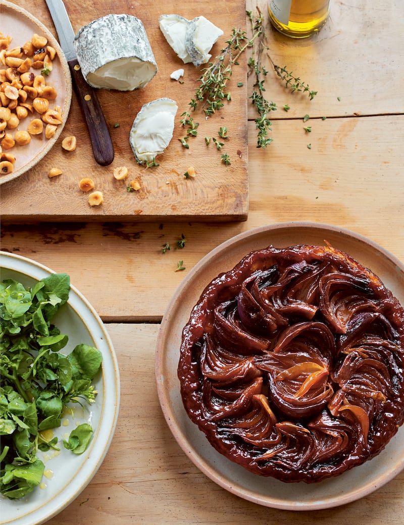 Paul Ainsworth's red onion tarte tatin with goat's cheese recipe