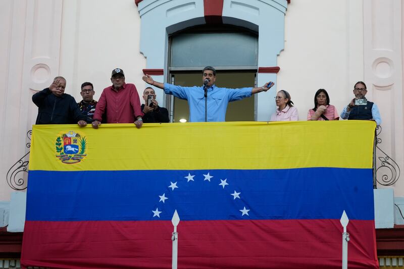 President Nicolas Maduro gestures to supporters (Fernando Vergara/AP)