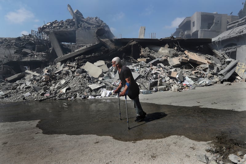 Destroyed buildings in Nabatiyeh town, south Lebanon (Mohammed Zaatari/AP)