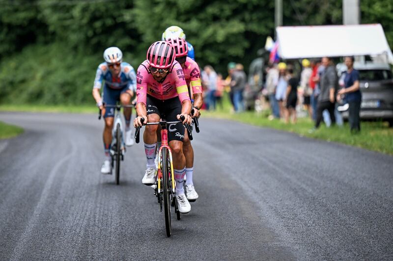 Ben Healy drives the breakaway at Stage 10 of the Tour de France. 10/07/2024 - Tour de France 2024 - Étape 11 - Évaux-les-Bains / Le Loran (211 km). Picture: 
A.S.O./Billy Ceusters