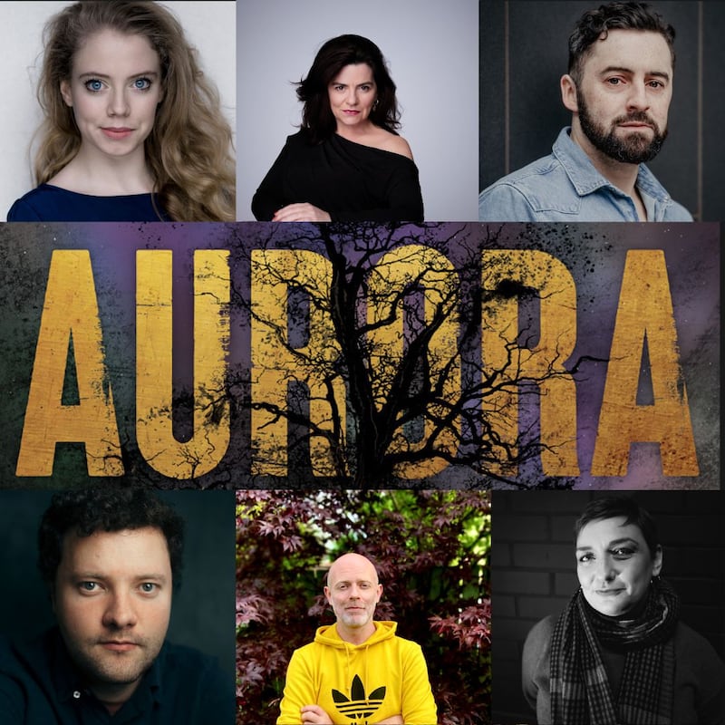 The cast and creative team behind Prime Cut Productions Aurora: A Modern Myth which premiere at this year's Belfast International Arts Festival. Top left to right: Meghan Tyler, Maria Connolly, Thomas Finnegan Bottom left to right: Conor O Donnell, Dominic Montague, Emma Jordan