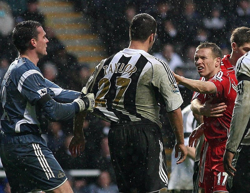 Craig Bellamy (right), pictured in action for Liverpool against Newcastle, courted controversy during a colourful playing career