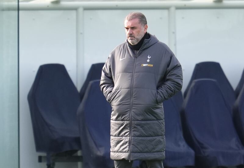 Ange Postecoglou, pictured during training on Wednesday, will be without 12 players for Thursday’s Europa League game against Elfsborg